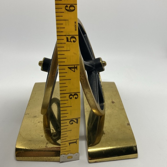 1960 Virginia Metal Works Polished Brass Wagon Wheel Bookends - Picture 11 of 13